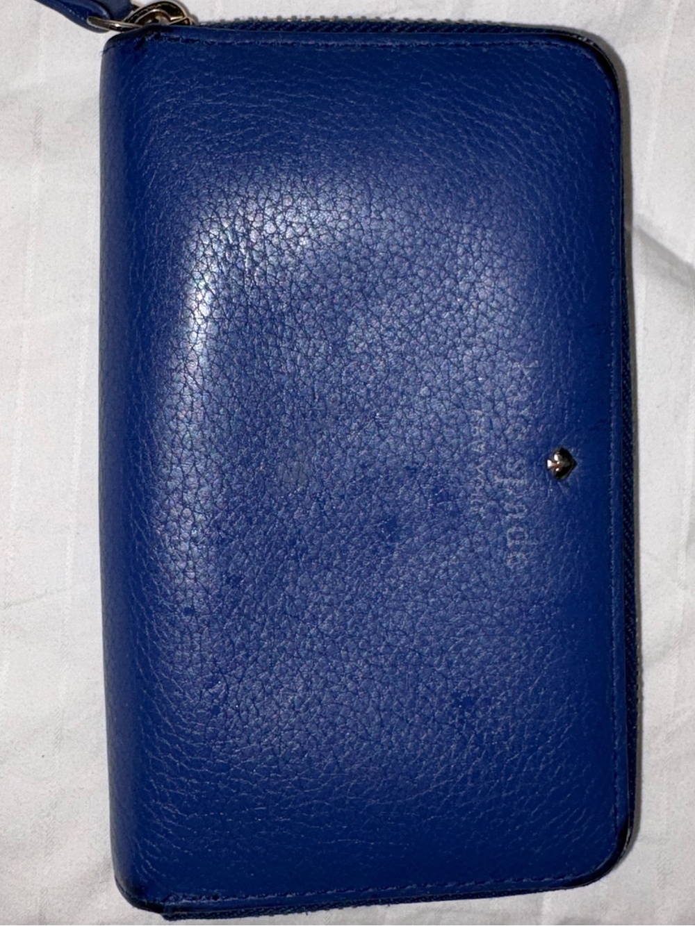 kate spade Navy Blue Zip Card Wallet with Gold Accents